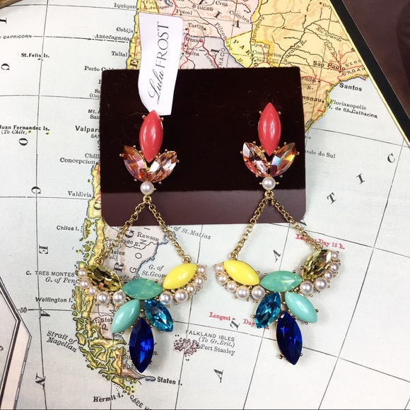 Lulu Frost Jewelry - NWT Lulu Frost Chandelier Crystal & Pearl Earrings